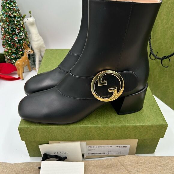 Women’s Gucci, Leather GG Blondie, 55 mm ankle boots size 41 made in Italy - Picture 5 of 12